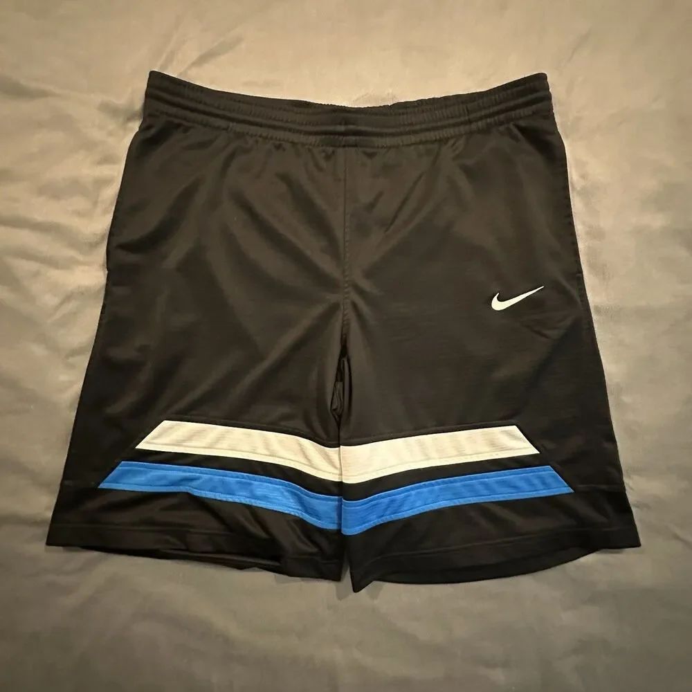 Vintage Y2K Nike Basketball Shorts Men’s L Stripe Black 2000s 00s Gym Athletic